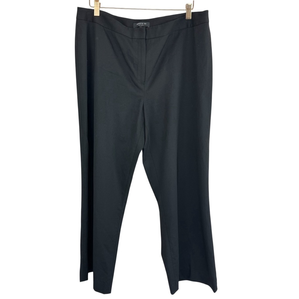 Lafayette 148 New York Menswear Black Wool Trousers Size 14 Hemmed Ankle Length